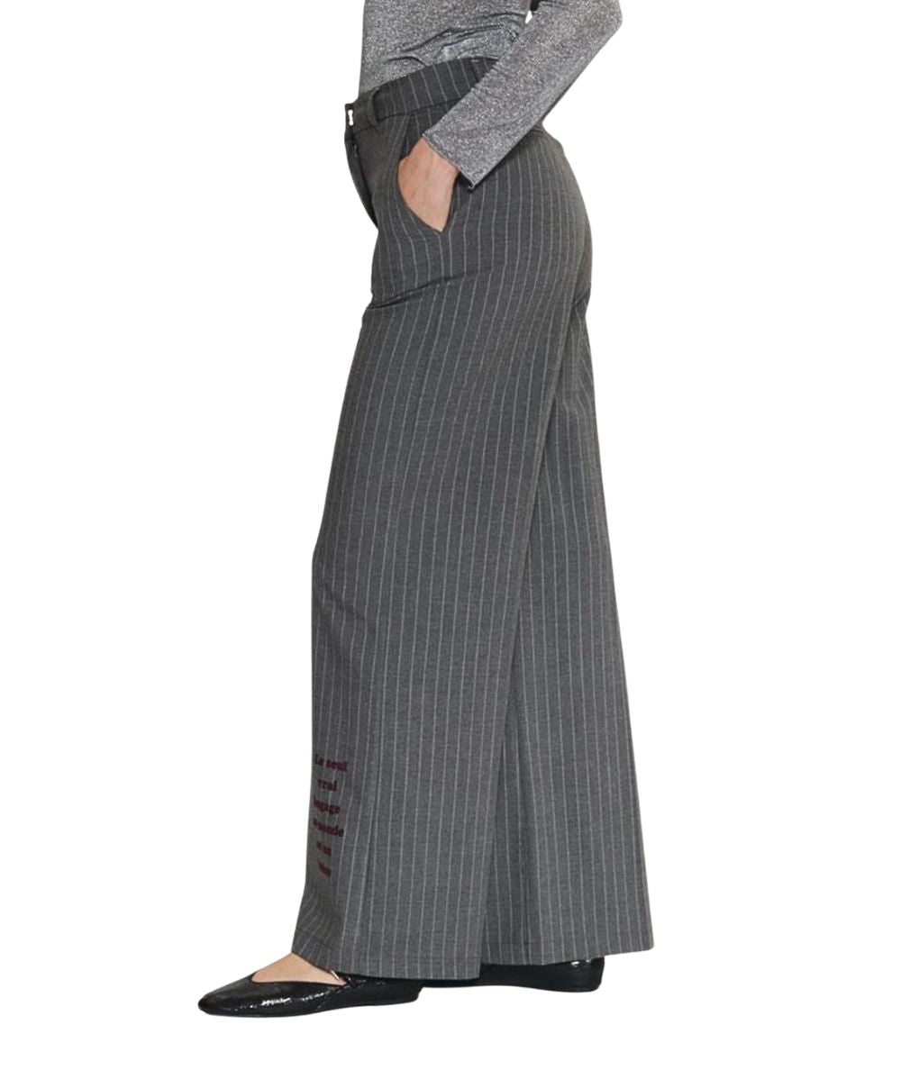 Kaos Jeans Pantaloni a Palazzo Gessati con Lettering RIJCS002 Grigio