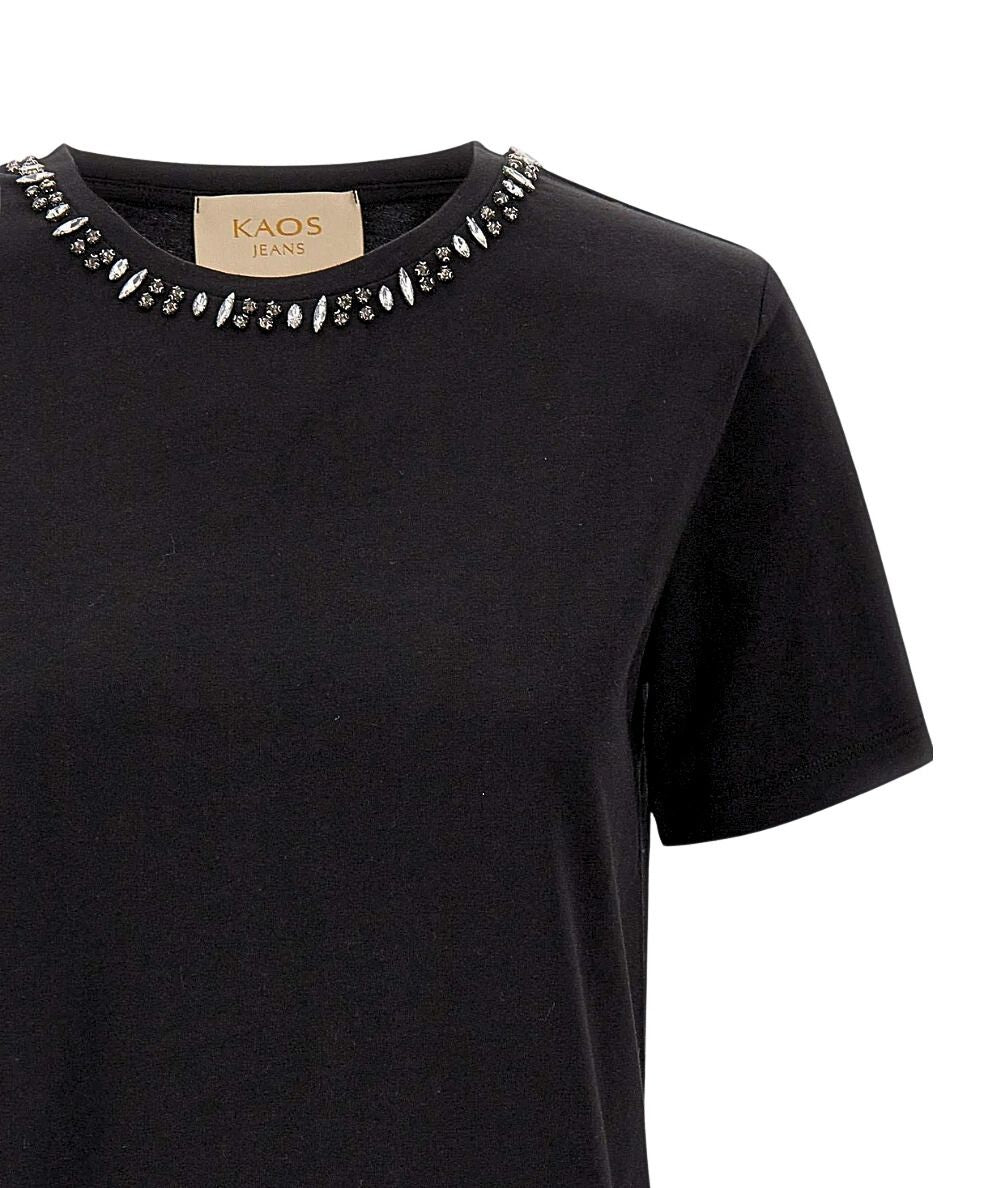 Kaos Jeans T-shirt con Applicazioni RIJDK001 Nero