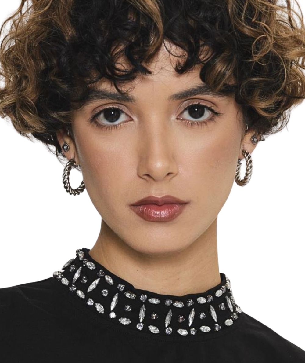 Kaos Jeans Top con Applicazioni RIJDK004 Nero