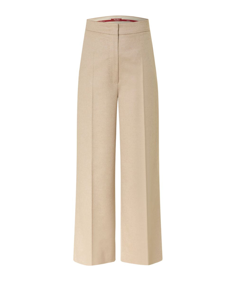 Max Mara Studio Pantaloni in Drap di Lana Marengo Beige