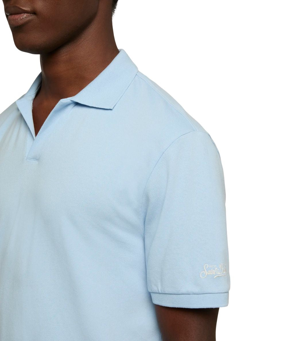 Mc2 Saint Barth Polo Tinta Unita Charles Azzurro