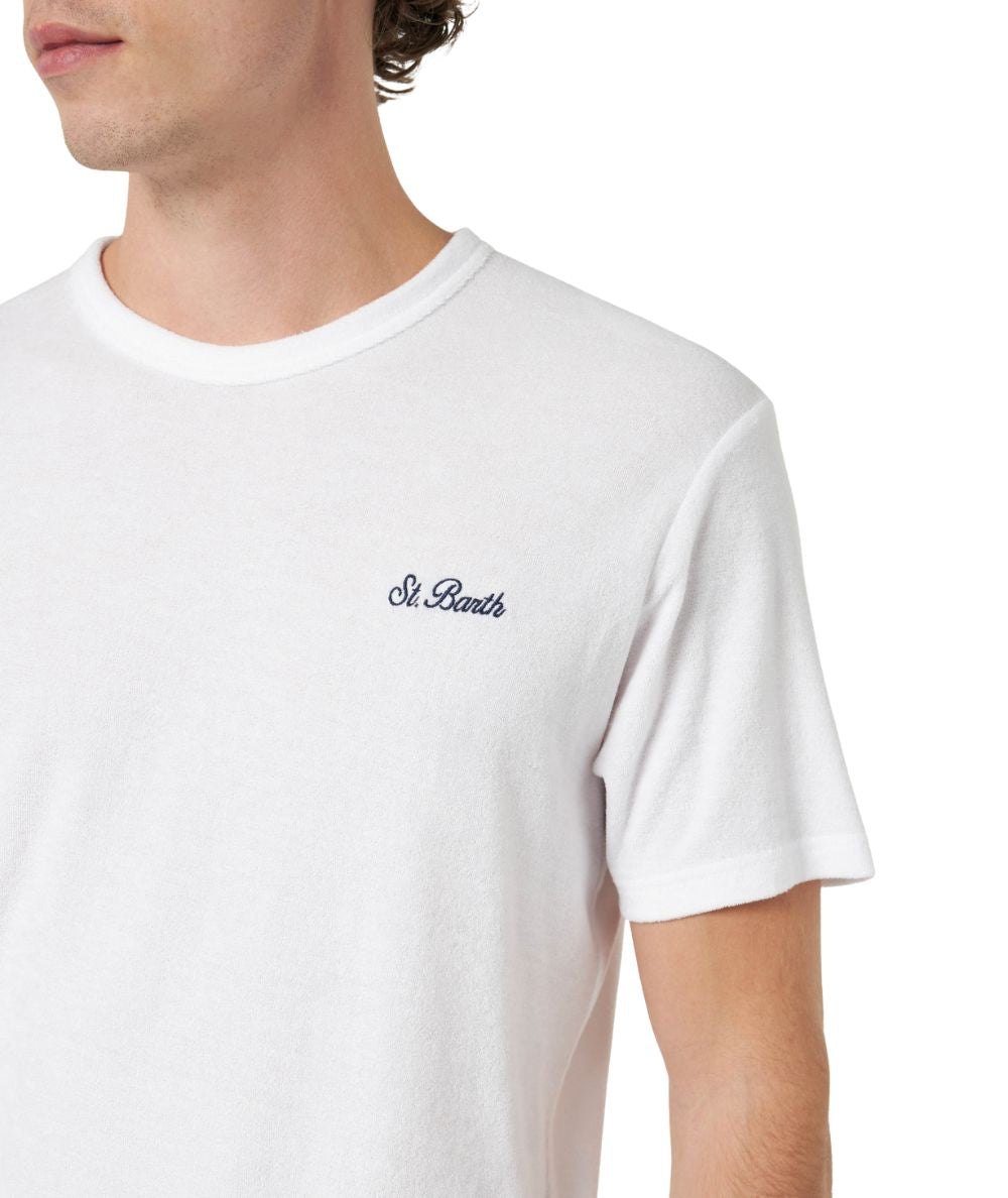 Mc2 Saint Barth T-shirt Girocollo in Spugna Gary Bianco
