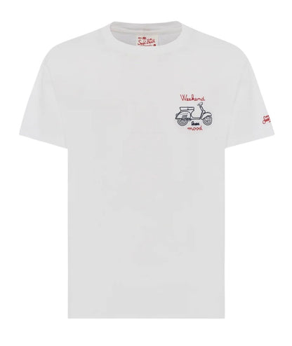 Mc2 Saint Barth T-shirt Girocollo con Ricamo Vespa Weekend T-Shirt Man Bianco