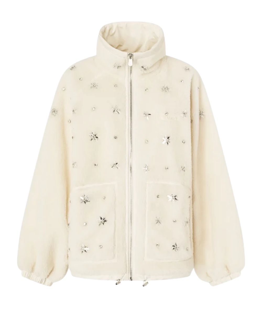 Pinko GRACIANA Fleece Bomber Jacket with White Appliques