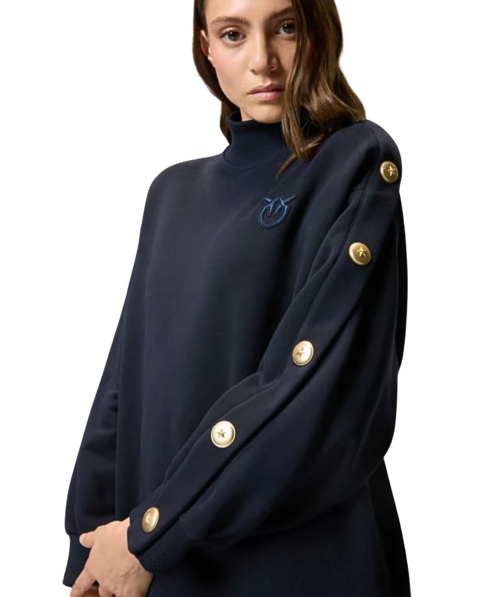 Pinko Maxi Maglia in Felpa con Bottoni MUESLI Blu