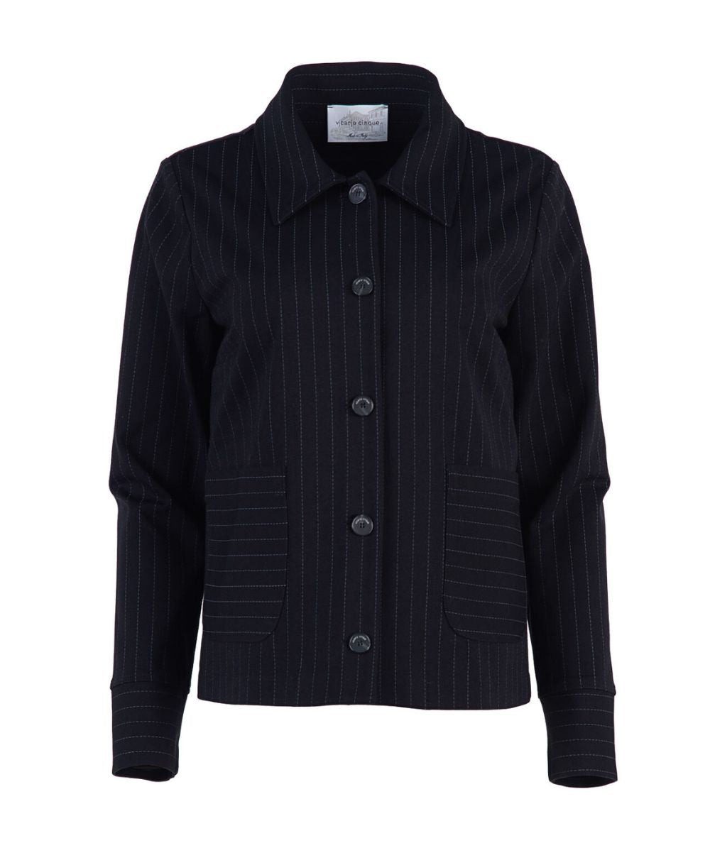 Vicario Cinque Giacchino in Fantasia Gessata ROSA3057 Nero