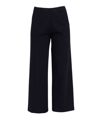 Vicario Cinque Pantalone a Gamba Larga Gessato PADOVATL3057 Nero
