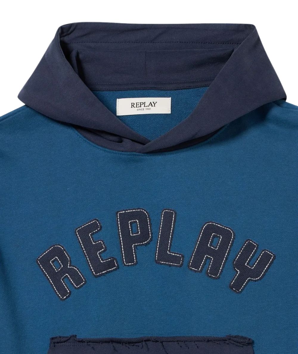 REPLAY & SONS Felpa con Cappuccio SB91IJ.000.724B9W Blu Blu Petrolio