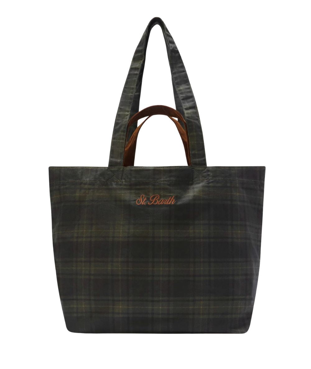 MC2 Saint Barth Borsa in Motivo Tartan Essential Wax ESSE003 Verde