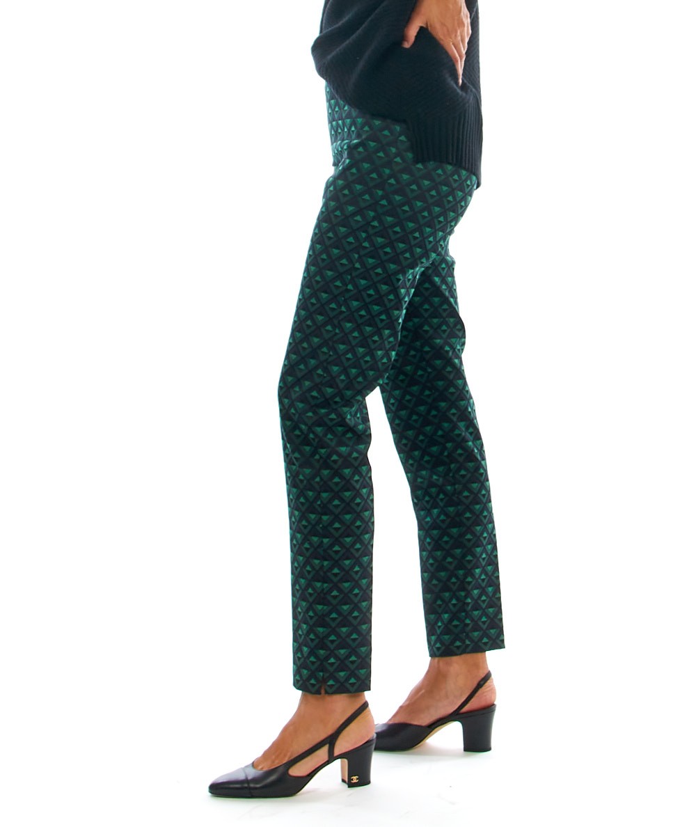 D.EXTERIOR PANTALONE MOTIVO GEOMETRICO 55822 VERDE BLU