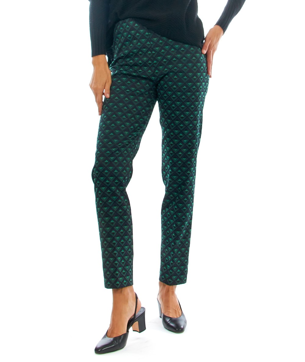 D.EXTERIOR PANTALONE MOTIVO GEOMETRICO 55822 VERDE BLU