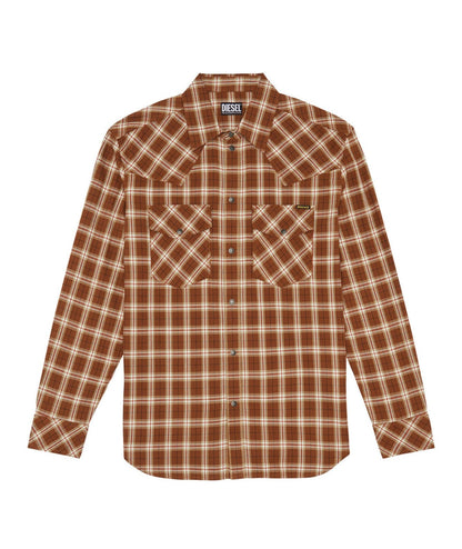 DIESEL CAMICIA  S-OCEAN-CHECK-NW MARRONE