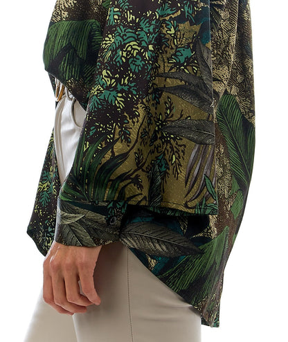 SHIRTAPORTER CAMICIA CON MANICHE AMPIE IN FANTASIA FORESTA SH2809 MULTICOLORE