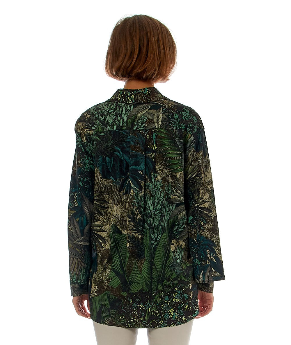 SHIRTAPORTER CAMICIA CON MANICHE AMPIE IN FANTASIA FORESTA SH2809 MULTICOLORE