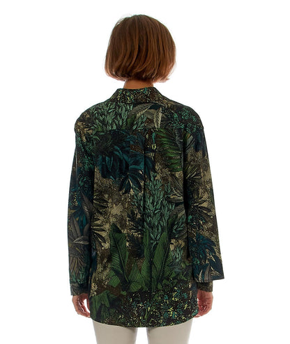 SHIRTAPORTER CAMICIA CON MANICHE AMPIE IN FANTASIA FORESTA SH2809 MULTICOLORE