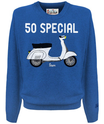 MC2 SAINT BARTH MAGLIONE CON RICAMO 50 SPECIAL VESPA HERON BLU