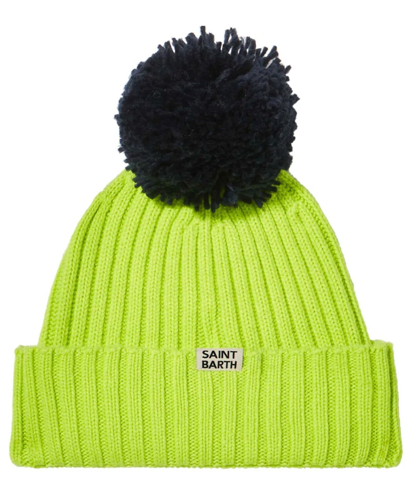 MC2 SAINT BARTH BERRETTO CON POMPON E RICAMO OFF PISTE WENGEN P GIALLO FLUO BLU