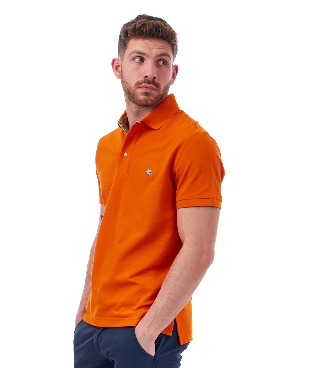 ETRO POLO IN COTONE CON DETTAGLI FANTASIA 1Y142 9440 ARANCIONE