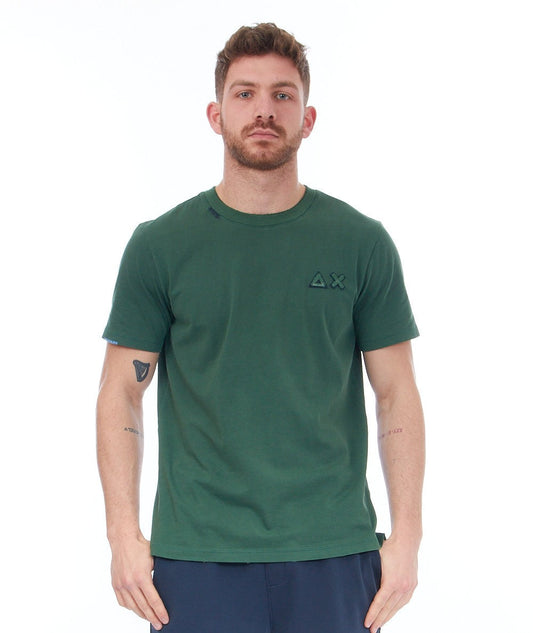 SUN68 T-SHIRT EFFETTO VINTAGE T33119 VERDE SCURO