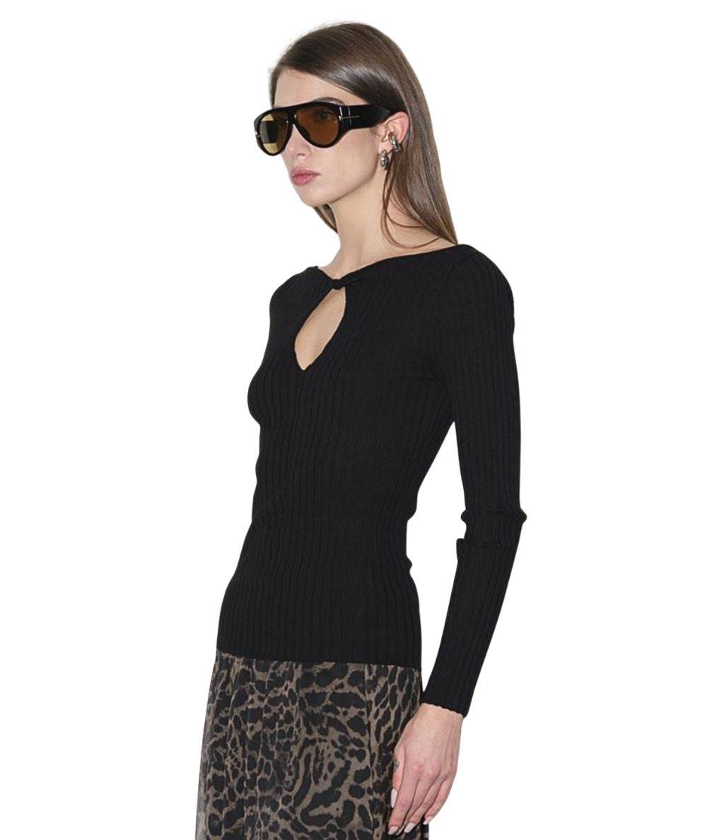 Kaos Fashion RI1NT051 Schwarzer Pullover mit Cut-Out-Detail