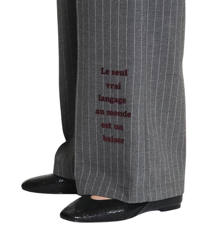 Kaos Jeans Pantaloni a Palazzo Gessati con Lettering RIJCS002 Grigio