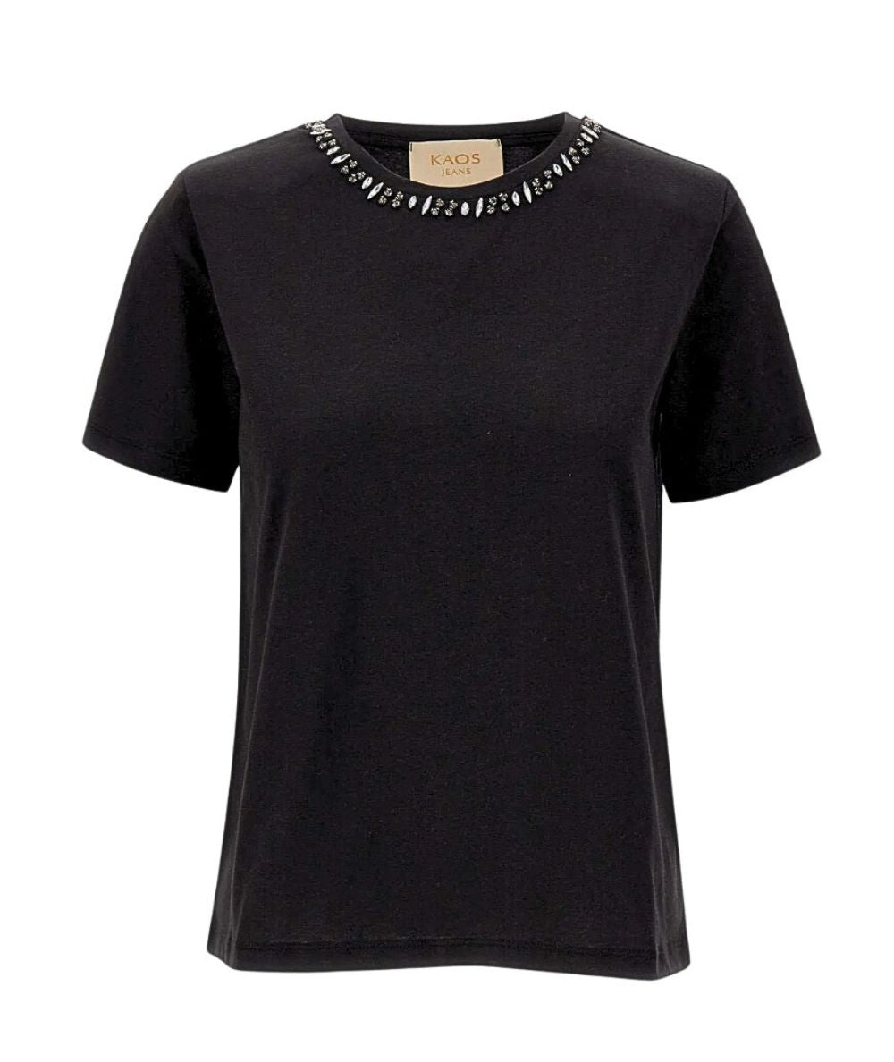 Kaos Jeans T-shirt con Applicazioni RIJDK001 Nero