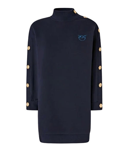 Pinko Maxi Maglia in Felpa con Bottoni MUESLI Blu