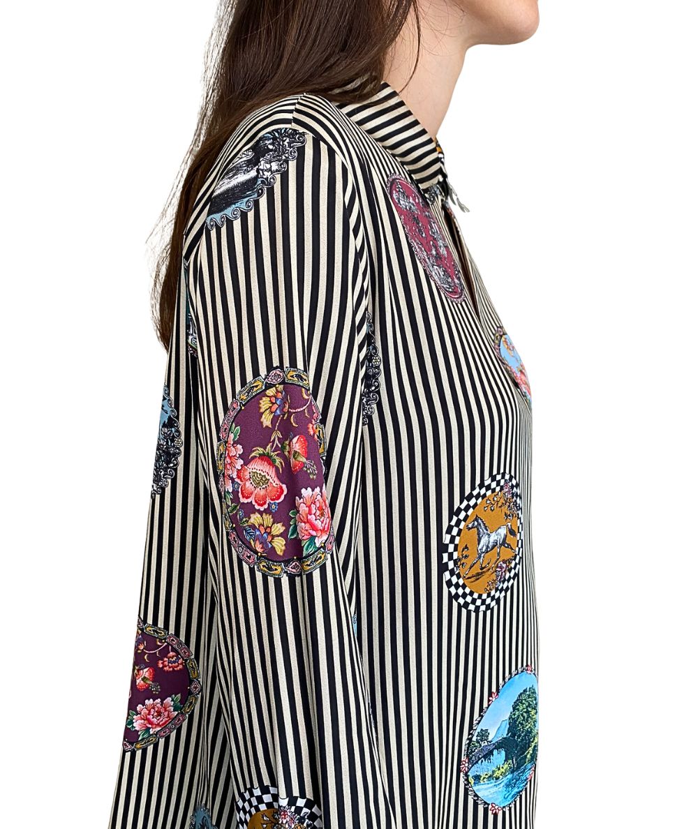 SHIRTAPORTER Blusa in Raso Fantasia Cammei SH3765