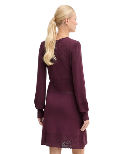 Twinset Mesh and Lace Dress 252TP3083 Burgundy 05609