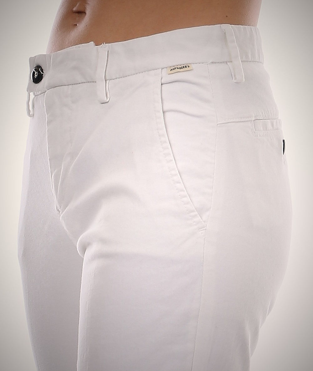 ROY ROGER'S PANTALONE FLOW IN GABARDINA STRETCH P23RND057P0290112 BIANCO