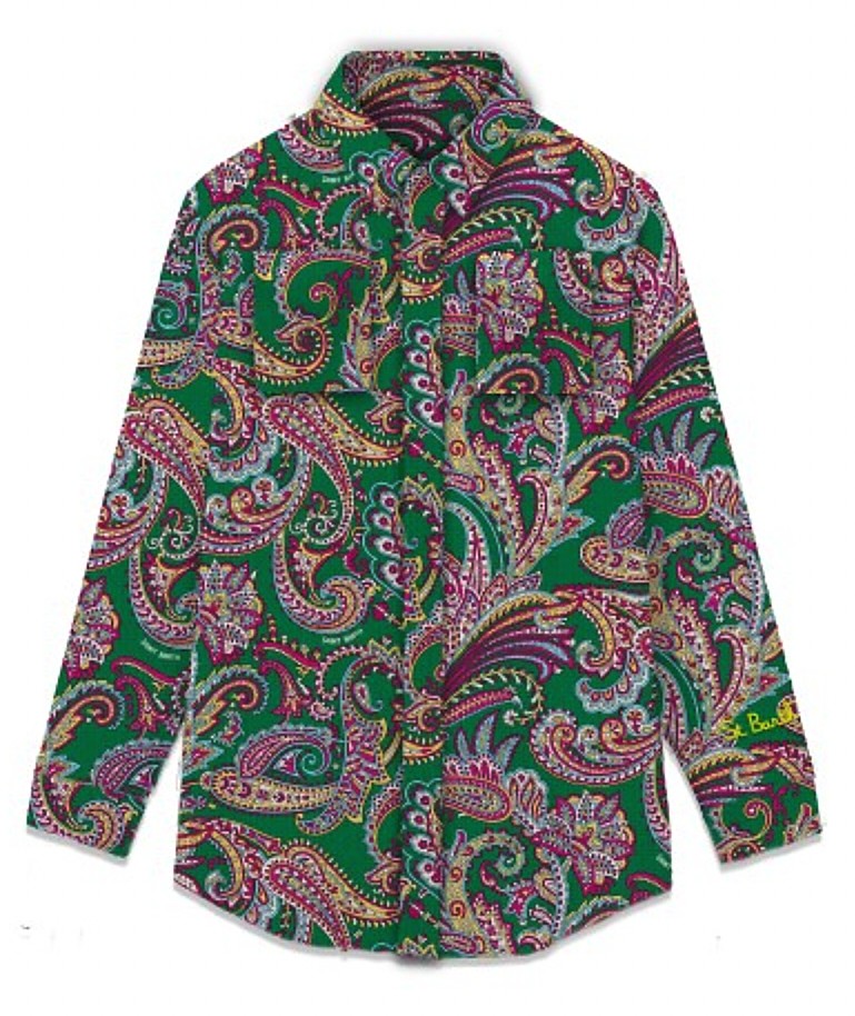 MC2 SAINT BARTH CAMICIONE IN LINO ALODIE KASHMIRE PAISLEY VERDE