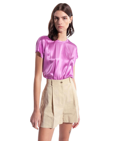 PINKO TOP IN SATIN STRETCH FARIDA ROSA