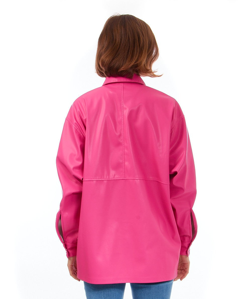 SEMICOUTURE GIACCA IN ECOPELLE RAINE Y3ST11 FUXIA