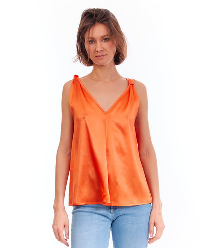 SHIRTAPORTER TOP IN SETA TO3061UNI ARANCIO