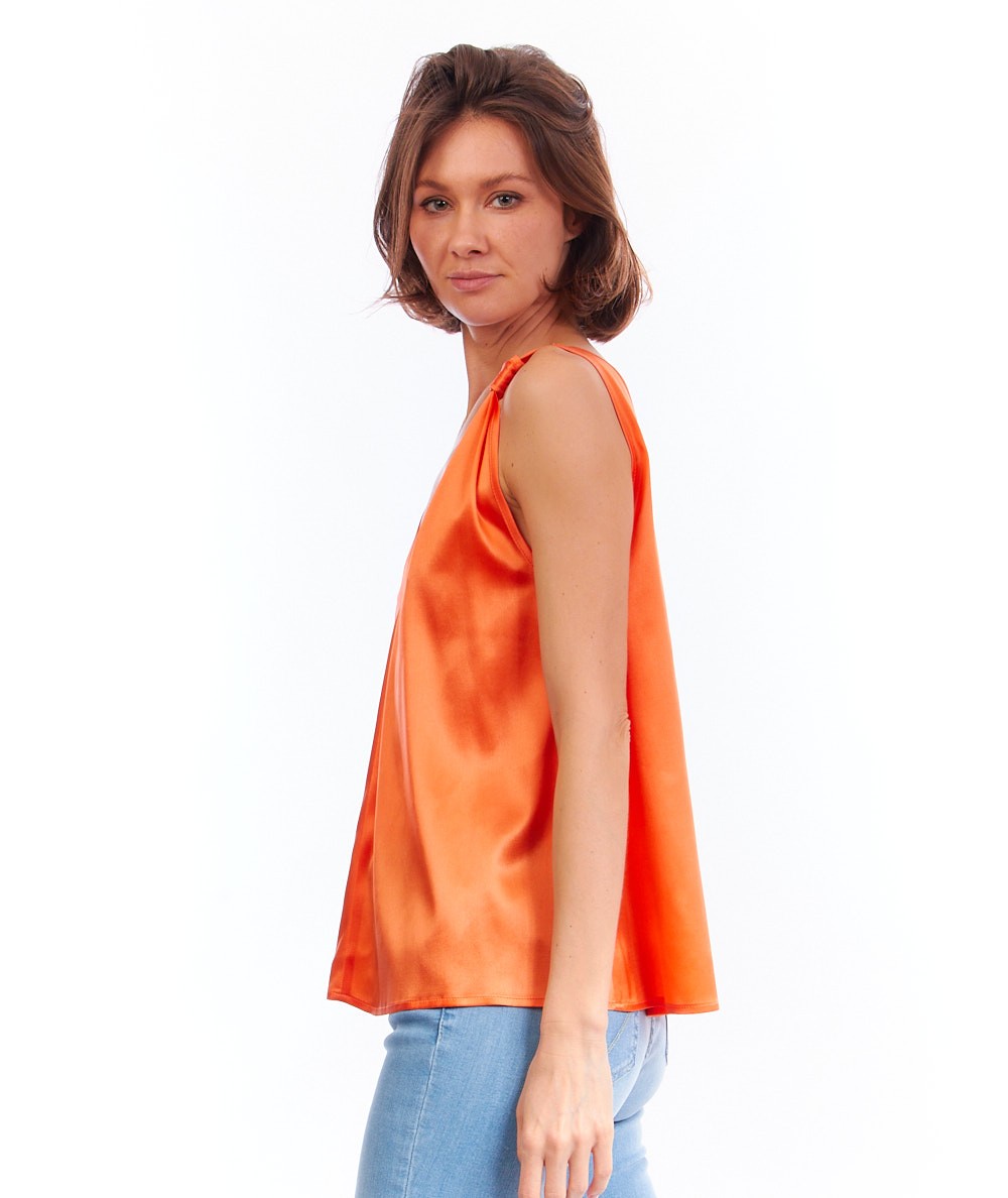 SHIRTAPORTER TOP IN SETA TO3061UNI ARANCIO