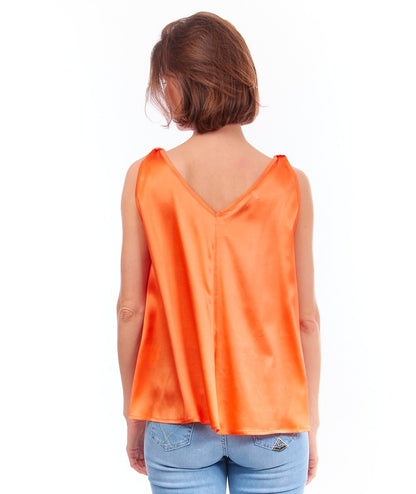 SHIRTAPORTER TOP IN SETA TO3061UNI ARANCIO