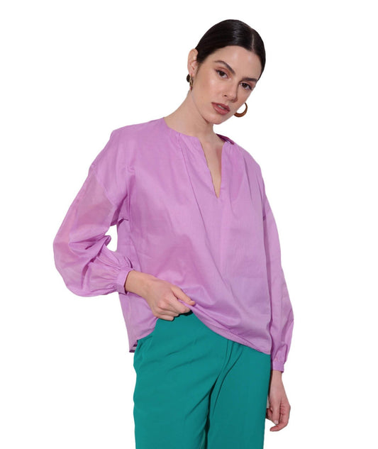 KAOS BLUSA CON MANICHE A PALLONCINO PP1TZ015 LILLA