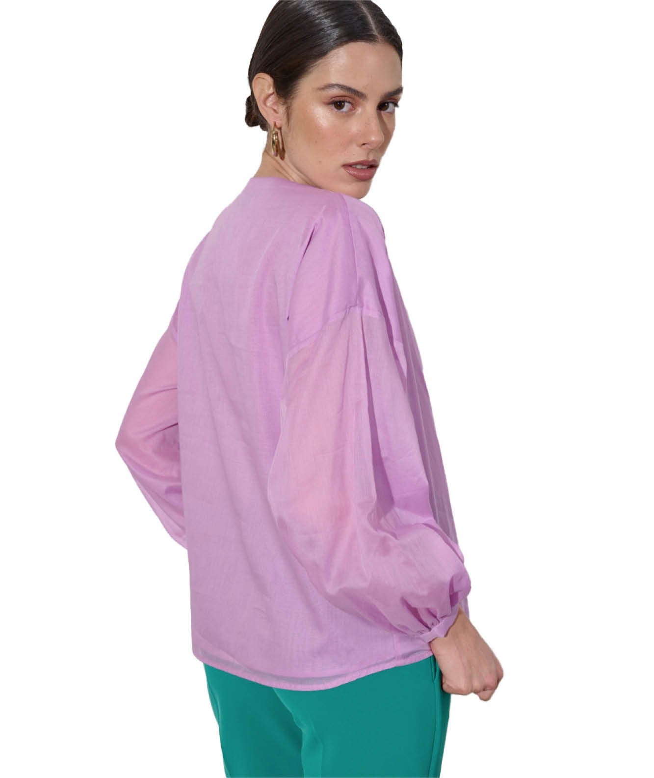 KAOS BLUSA CON MANICHE A PALLONCINO PP1TZ015 LILLA