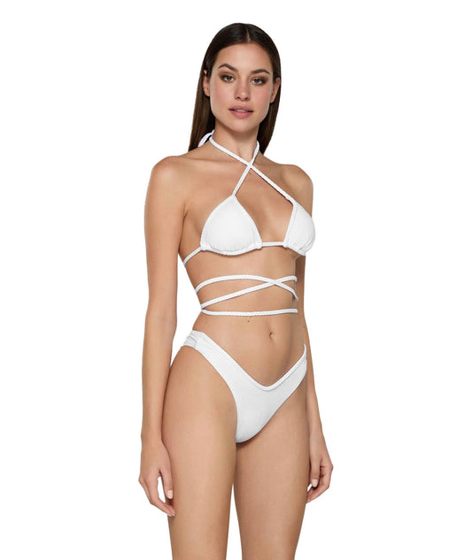 F**K BIKINI TRIANGOLO E SLIP AMERICANO FISSO CLEAR FK23-0300WH BIANCO