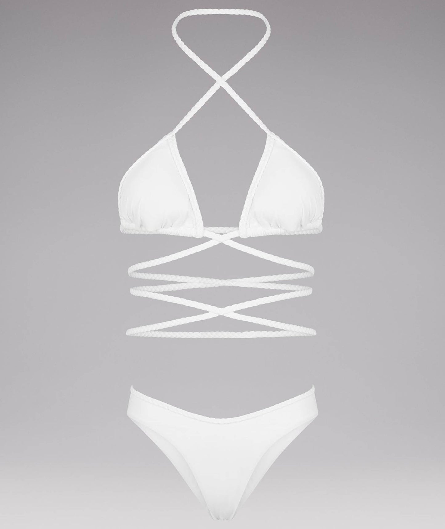 F**K BIKINI TRIANGOLO E SLIP AMERICANO FISSO CLEAR FK23-0300WH BIANCO