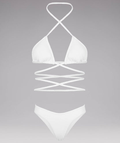 F**K BIKINI TRIANGOLO E SLIP AMERICANO FISSO CLEAR FK23-0300WH BIANCO