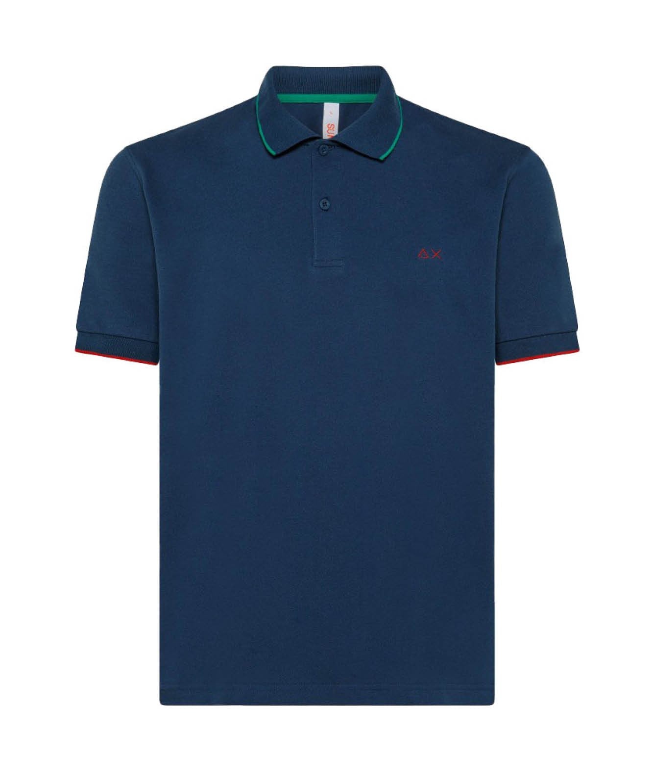 SUN68 POLO CON PROFILO SOTTILE SUL COLLETTO A33111 NAVY SCURO