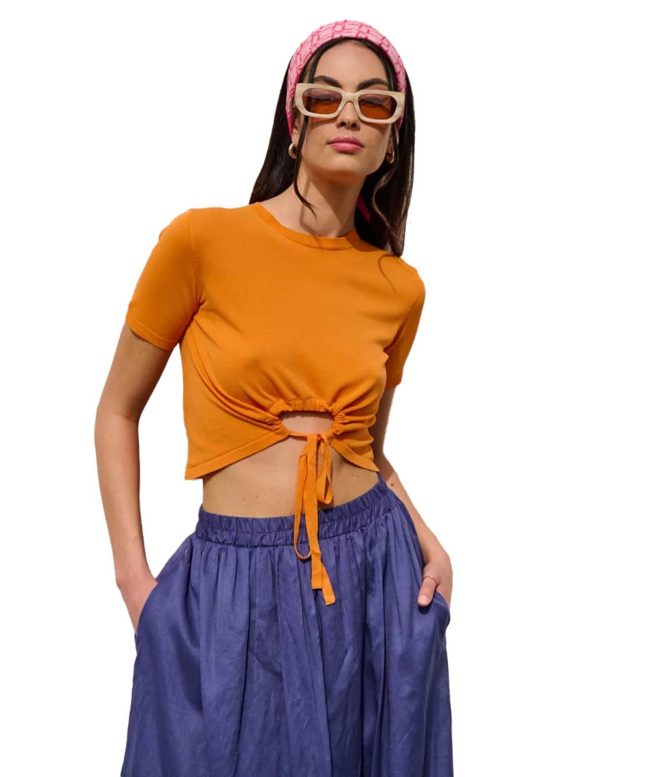 KAOS JEANS MAGLIA CROP PPJPT003 ARANCIO