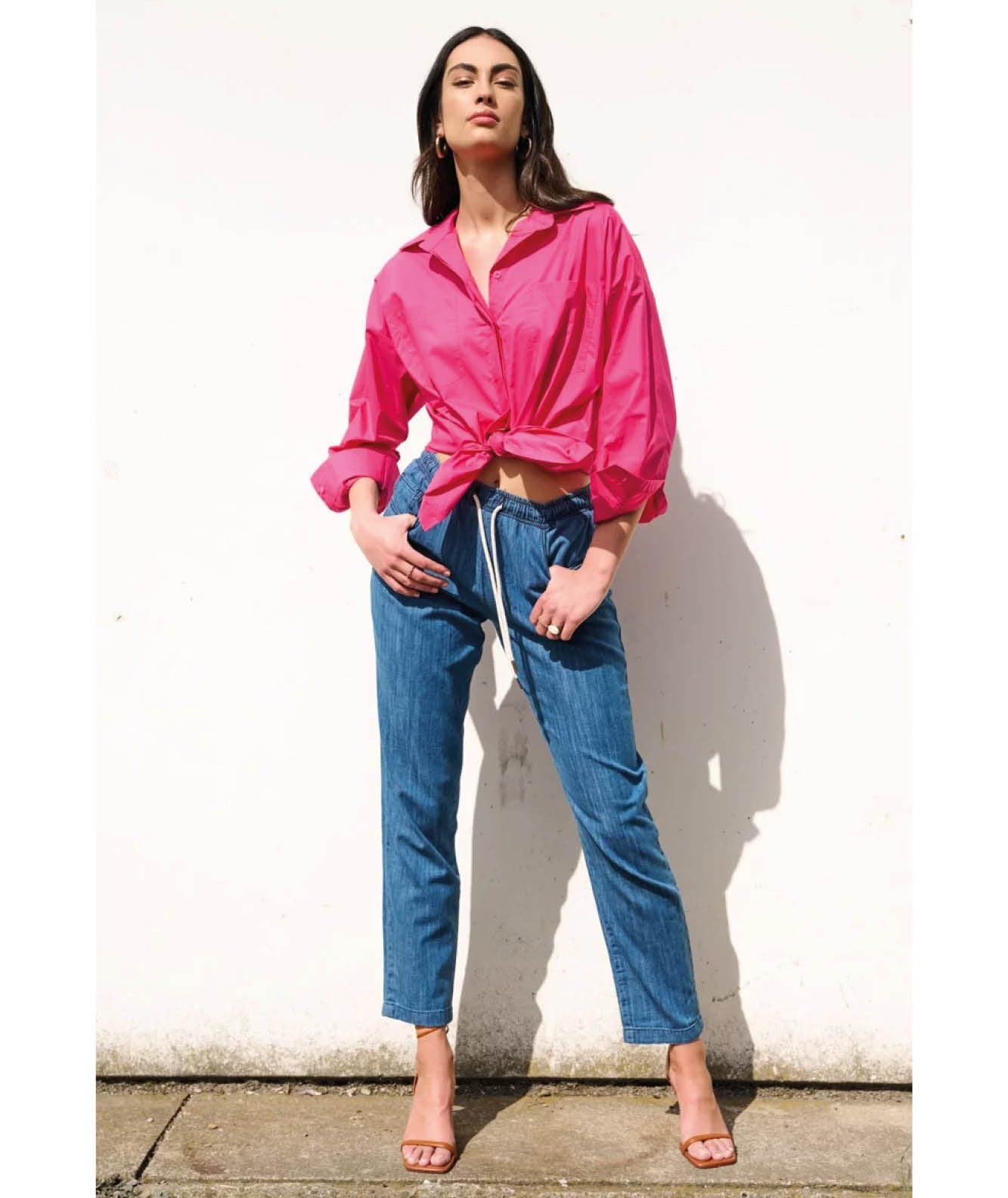 KAOS JEANS CAMICIA OVER PPJMA004 FUXIA