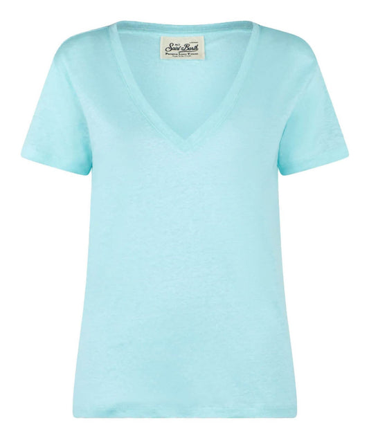 MC2 SAINT BARTH T-SHIRT ELOISE IN LINO VERDE ACQUA