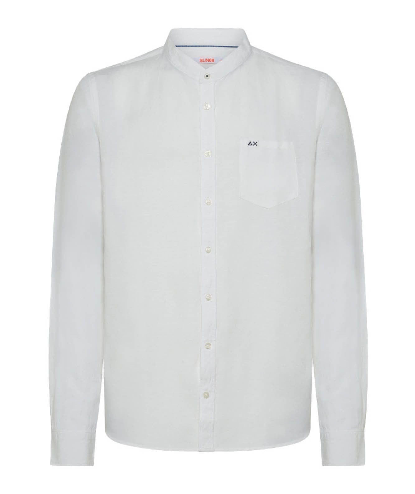 SUN68 CAMICIA KOREA IN LINO L/S S33104 BIANCO