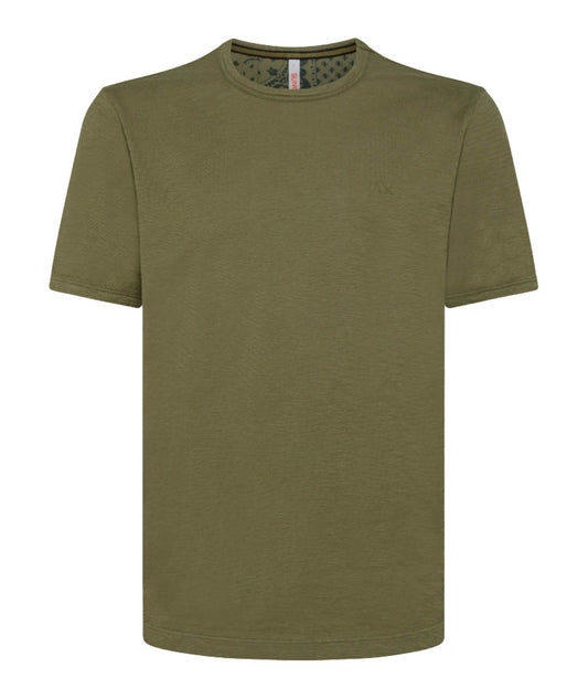 SUN68 T-SHIRT ROUND BOTTOM T33115 VERDE MILITARE