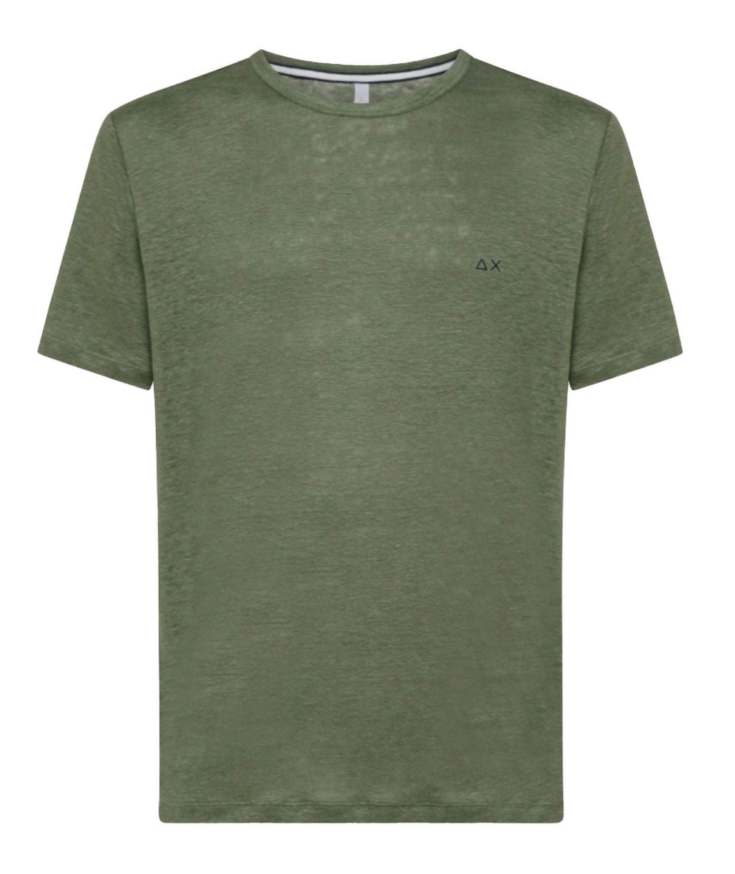 SUN68 T-SHIRT IN LINO T33130 VERDE MILITARE