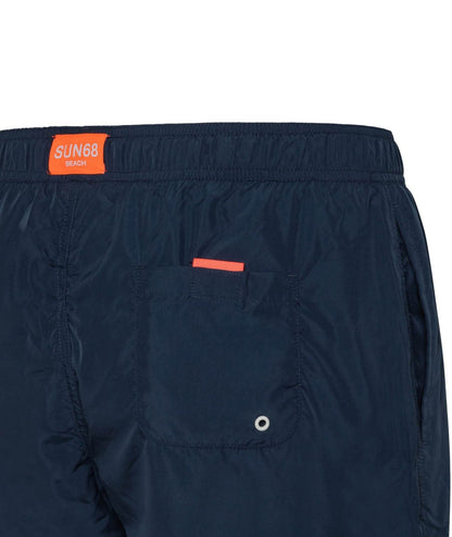 SUN68 BEACH PANTALONCINI DA MARE CON LOGO GRANDE H19102 NAVY BLU