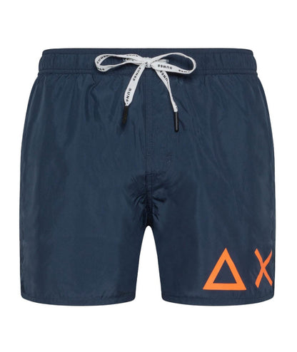 SUN68 BEACH PANTALONCINI DA MARE CON LOGO GRANDE H19102 NAVY BLU